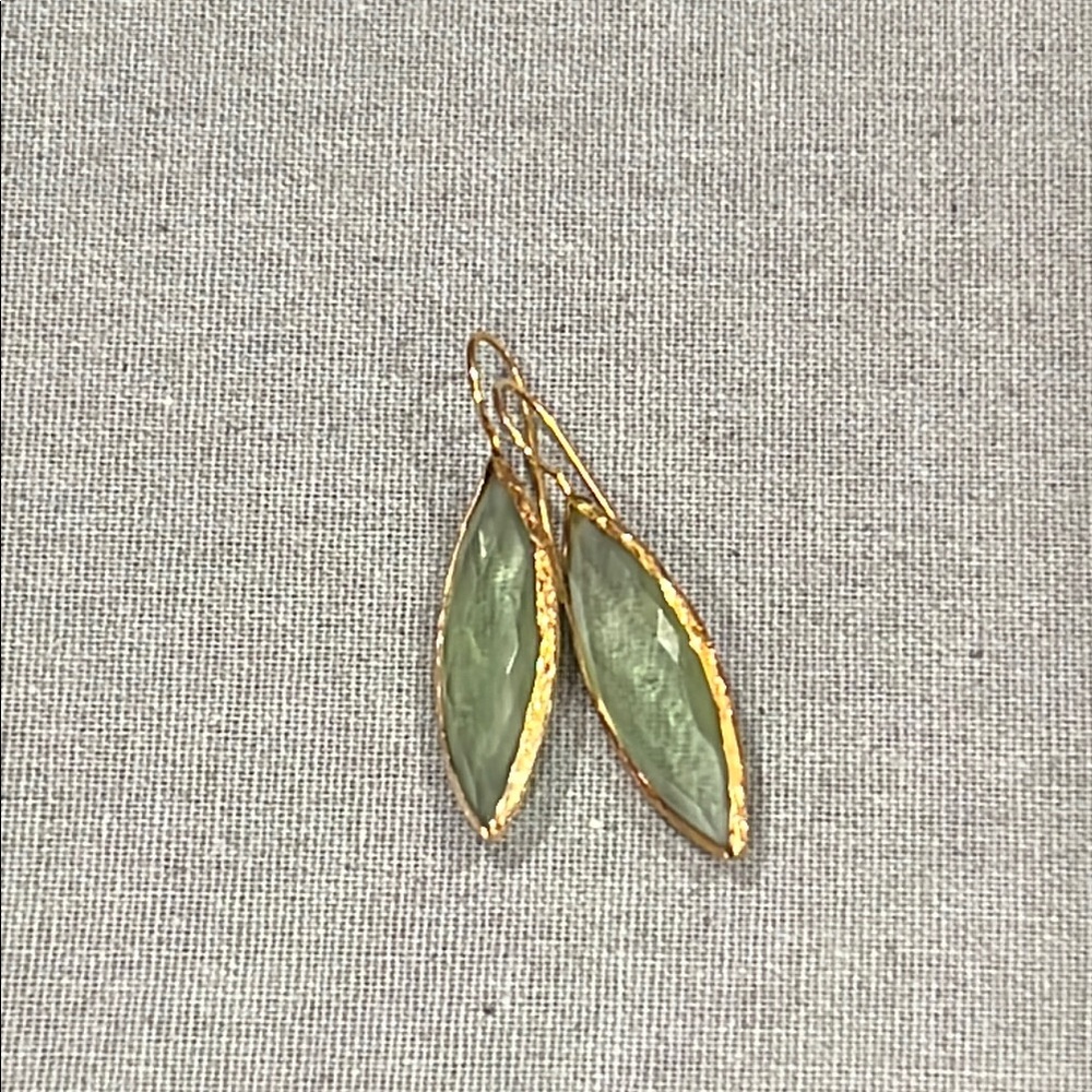 Elegant Gold and Green Earrings 14K Vermeil